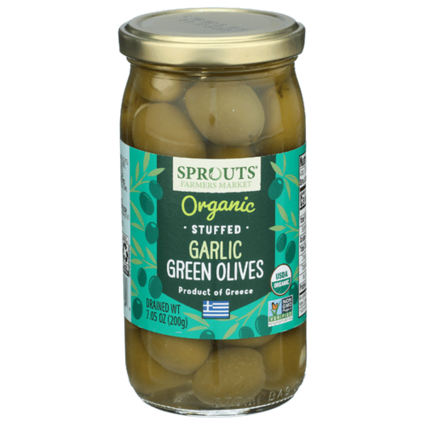 SPT Organic Garlic Stuffed Green Olives 7 oz