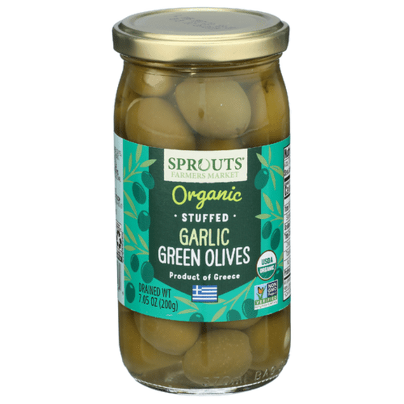 SPT Organic Garlic Stuffed Green Olives 7 oz