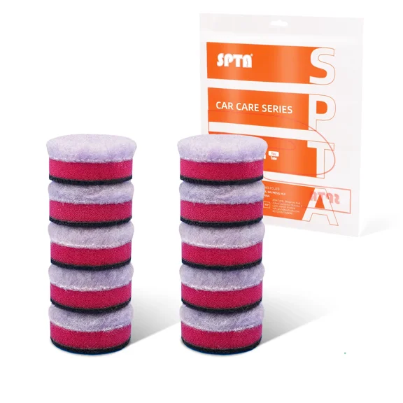 SPTA 10 Pack 1.3 Inch (33mm) T140 Purple Heavy Cut Wool Polishing Buffing Pads for Automotive Paint Correction, Removes 12001500 Grit Sanding Marks, Deep Scratches, Orange Peel & Heavy Oxidation