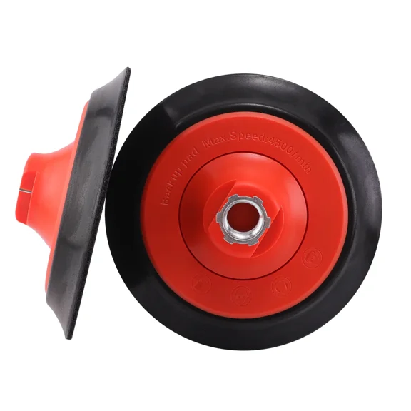 SPTA 1Pc 6 Inch (150mm) Rotary Flexible Backing Plate 5/8"-11 Thread Hoop-and-Loop Face PU Soft Backing Pad Used On Rotary Polisher Sander for Sanding Polishing Buffing Finishing