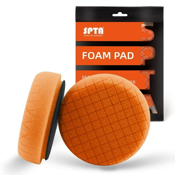 SPTA 1Pc Orange Light Cut Foam Pad, Buffing Polishing Pads, 3.5 Inch Face for 3 Inch 80mm Backing Plate Compound Buffing Sponge Pads for Car Buffer Polisher Compounding, Polishing and Waxing