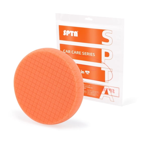 SPTA 1Pc Orange Light Cut Pad, Buffing Polishing Pad, 5.5 Inch Face for 5 Inch 125mm Backing Plate Compound Buffing Sponge Pads for Car Buffer Polisher Compounding, Polishing and Waxing