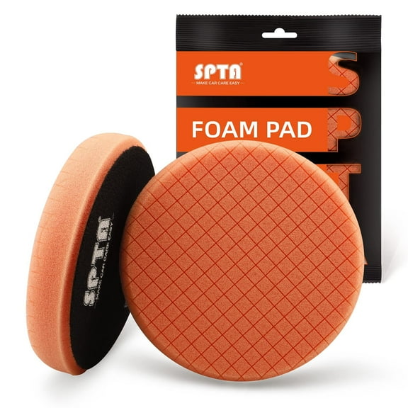 SPTA 1Pc Orange Light Cut Pad, Buffing Polishing Pad, 5.5 Inch Face for 5 Inch 125mm Backing Plate Compound Buffing Sponge Pads for Car Buffer Polisher Compounding, Polishing and Waxing