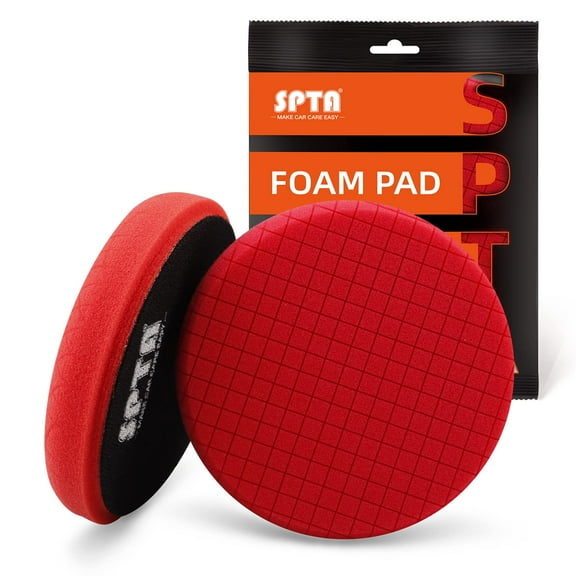 SPTA 1Pc Red Finish Polishing Foam Pad, Buffing Pad, 7.5 Inch Face for 7 Inch 180mm Backing Plate Compound Buffing Sponge Pads for Car Buffer Polisher Compounding, Polishing and Waxing