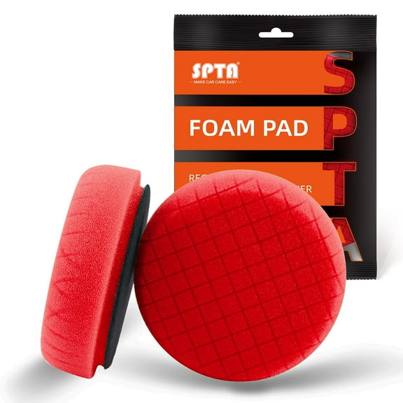 SPTA 1Pc Red Finish Polishing Pad, Buffing Foam Pad, 3.5 Inch Face for 3 Inch 80mm Backing Plate Compound Buffing Sponge Pads for Car Buffer Polisher Compounding, Polishing and Waxing