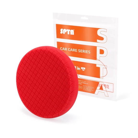 SPTA 1Pc Red Finish Polishing Pads, Buffing Pad, 5.5 Inch Face for 5 Inch 125mm Backing Plate Compound Buffing Sponge Pads for Car Buffer Polisher Compounding, Polishing and Waxing