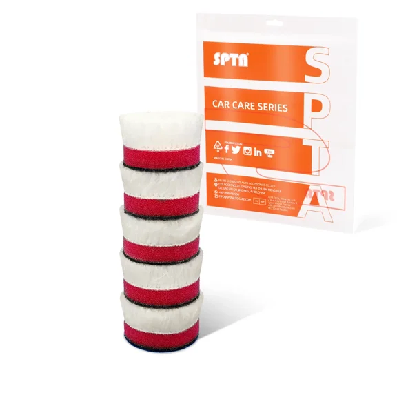 SPTA 5 Pack 1 Inch(25mm) T20 Microfiber Finishing Pads to Remove Fine Scratches, Car Wash Scratches and Holograms for Dual Action Car Polisher Detailing Polishing Waxing