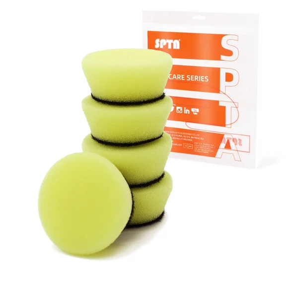 SPTA 5 Pack 1 Inch  32mm T80 Intensive Cutting Swirl-Free Foam Polishing Pad For DA/RO/GA Car Buffer Polisher To Remove 1500/2000# Sanding Marks, Swirl Marks Heavy Medium Oxidation For Car Detailing