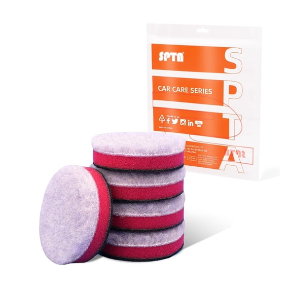 SPTA 5 Pack 2 Inch 50mm T20 Microfiber Finishing Pads Microfiber Polishing Pads for Car Polisher Detailing, Removes Fine Scratches, Car Wash Marks & Holograms