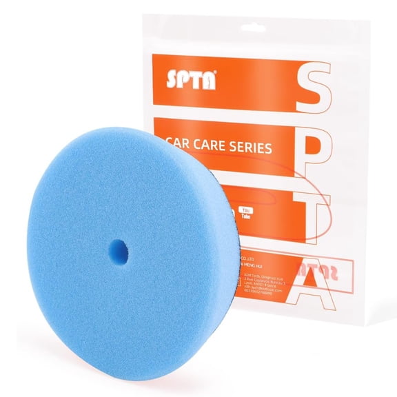 SPTA Blue T60 Moderate-Cut Foam Polishing Pads, 1Pc 3.5 Inch Face for 3 Inch 80mm Backing Plate Compound Buffing Sponge Pads for Car Buffer Polisher Compounding, Polishing and Waxing