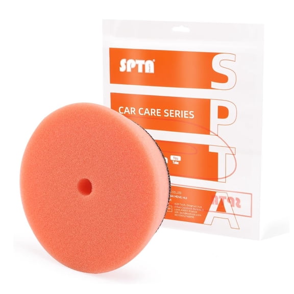 SPTA Orange T40 Orange Medium-Cut Polishing Pads, 1Pc 3.5 Inch Face for 3 Inch 80mm Backing Plate Compound Buffing Sponge Pads for Car Buffer Polisher Compounding, Polishing and Waxing