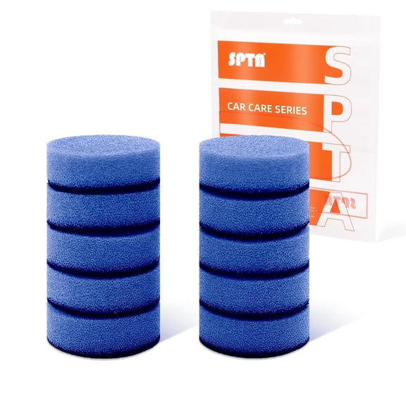 SPTA Pro 10 Pack 1.3 Inch/33mm Blue Medium Cut Foam Buffing Polishing Pads, Compounding & Buffing Pads for Car Buffer Polisher, Removes 15002000 Grit Sanding Marks, Tight Areas