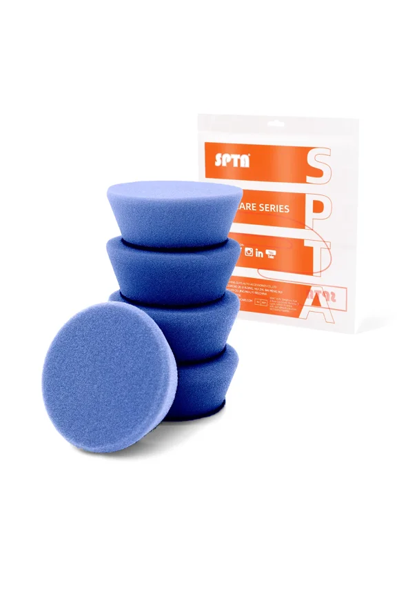 Pro 5 Pack 2 Inch/50mm Blue Medium Cut Beveled Foam Buffing Polishing Pads, Compounding & Buffing Pads for Car Buffer Polisher, Removes 15002000 Grit Sanding Marks, Tight Areas
