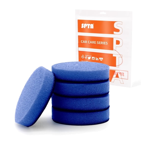 SPTA Pro 5 Pack 2 Inch/50mm Blue Medium Cut Foam Buffing Polishing Pads, Compounding & Buffing Pads for Car Buffer Polisher, Removes 15002000 Grit Sanding Marks, Tight Areas
