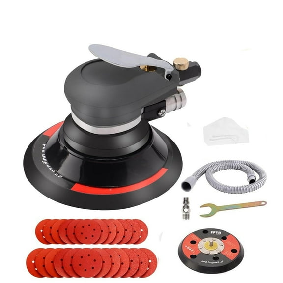 SPTA Random Orbital Sander 5" & 6" Pneumatic Palm Sander with Sandpapers Heavy Duty for Wood, Composites, Metal