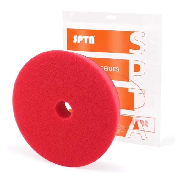 SPTA Red T10 Ultra-Fine Finishing Foam Polishing Pads, 1Pc 6.5 Inch Face for 6 Inch 150mm Backing Plate Compound Buffing Sponge Pads for Car Buffer Polisher Compounding, Polishing and Waxing