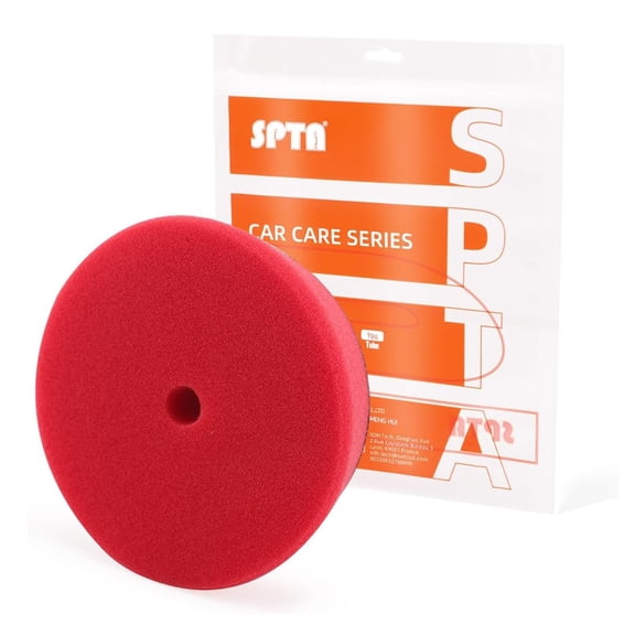 SPTA Red T10 Ultra-Fine Finishing Foam Polishing Pads, 1Pcs 3.5 Inch Face for 3 Inch 80mm Backing Plate Compound Buffing Sponge Pads for Car Buffer Polisher Compounding, Polishing and Waxing