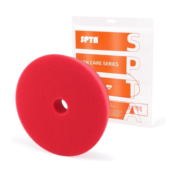 SPTA Red T10 Ultra-Fine Finishing Foam Polishing Pads, 1Pcs 5.5 Inch Face for 5 Inch 125mm Backing Plate Compound Buffing Sponge Pads for Car Buffer Polisher Compounding, Polishing and Waxing
