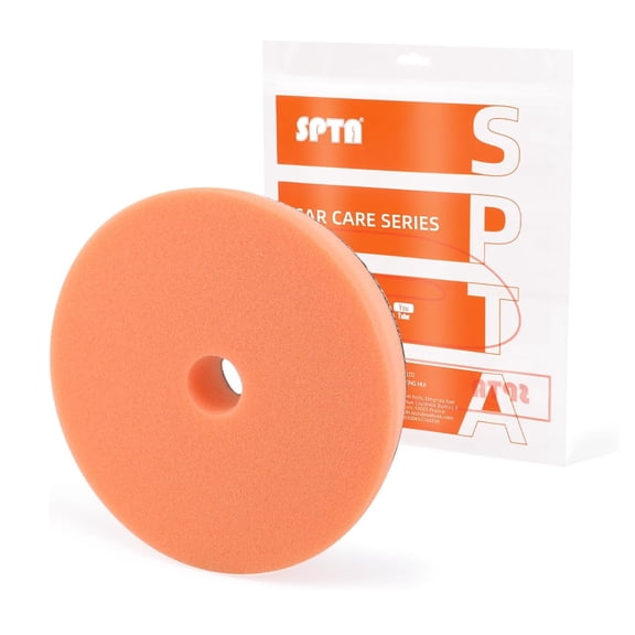 SPTA T40 Orange Medium-Cut Polishing Pads, 1Pc 5.5 Inch Face for 5 Inch 125mm Backing Plate Compound Buffing Sponge Pads for Car Buffer Polisher Compounding, Polishing and Waxing