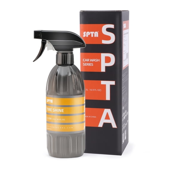 SPTA Tire Shine Spray, 16 Oz 500ml Extra Glossy Tire Shine Spray, Dry-to-Touch Dressing - Restores Wet Look to Rubber, Vinyl, and Plastic, Safe for Cars, Trucks, Motorcycles, RVs