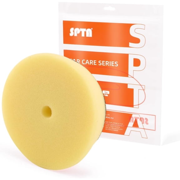 SPTA Yellow T80 High-Cut Foam Polishing Pad, 1Pc 3.5 Inch Face for 3 Inch 80mm Backing Plate Compound Buffing Sponge Pads for Car Buffer Polisher Compounding, Polishing and Waxing