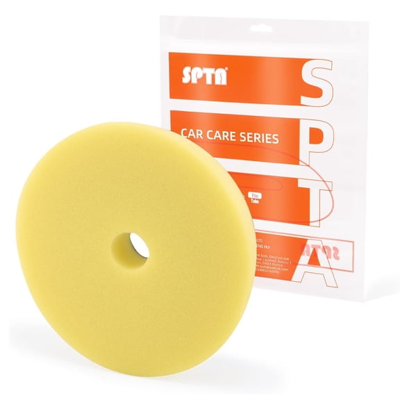 SPTA Yellow T80 High-Cut Foam Polishing Pad, 1Pc 5.5 Inch Face for 5 Inch 125mm Backing Plate Compound Buffing Sponge Pads for Car Buffer Polisher Compounding, Polishing and Waxing