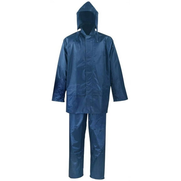SPU045-M 2-Piece Rainsuits, Medium, Polyester, PVC, Blue