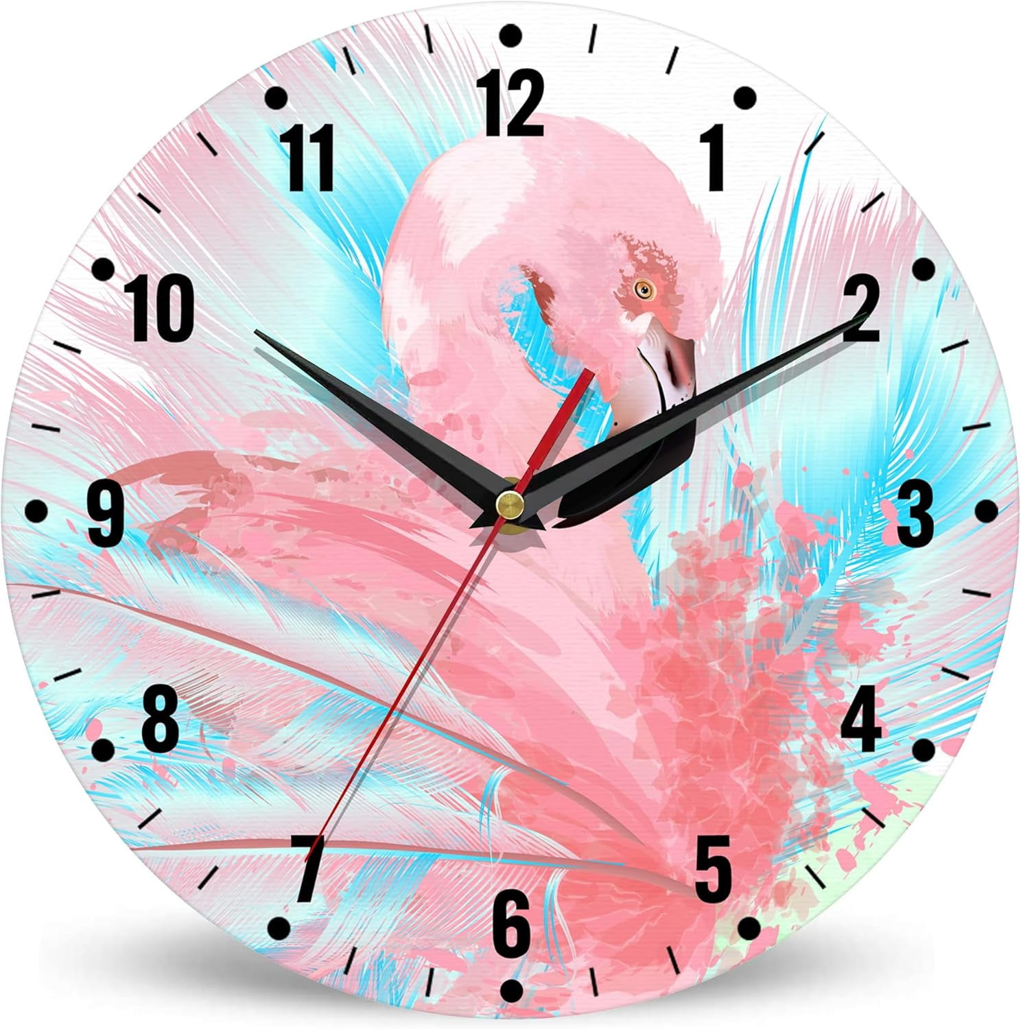 SPUNKER Wall Clocks,Pink Flamingo 10 Inch Wall Clock,Abstract Blue ...