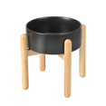 SPUNKYJUNKY Elevated Ceramic Dog AIF4 Bowl with Wooden Stand Raised Dog