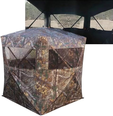 SPUR Collector 2 Person Hunting Blind, Portable Ground Blind with Silent Sliding Window, Spring Tree Camo