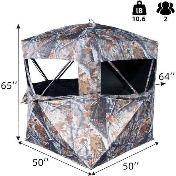 SPUR Collector 2 Person Hunting Blind Portable Ground Tent with Silent Windows for Deer Turkey