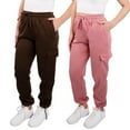 thumbnail image 1 of SPXTREME [2 Pack] Women's Sweatpants Cargo Jogger Soft Fleece Adjustable Pants, Sizes S - 2XL, 1 of 9