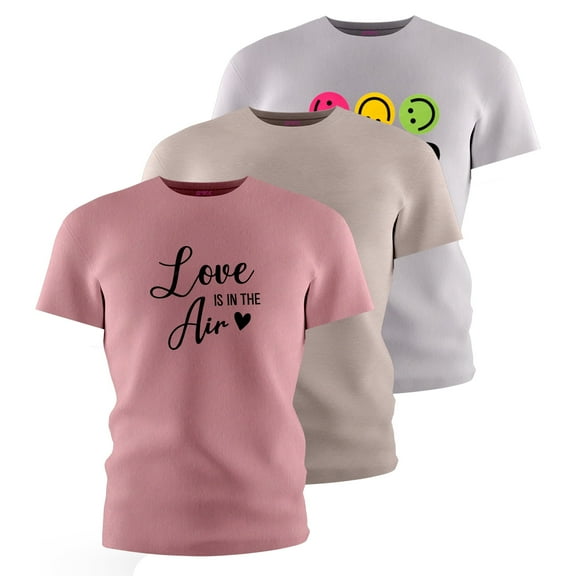 SPXTREME [3 Pack] Girls Boyfriend Short Sleeve Graphic T-Shirts Junior Teen Tween Tees Sizes 7-18