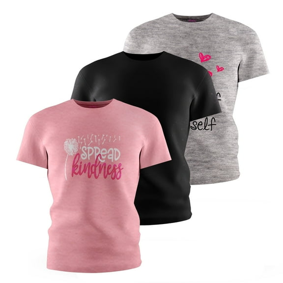 SPXTREME [3 Pack] Girls Boyfriend Short Sleeve Graphic T-Shirts Junior Teen Tween Tees Sizes 7-18