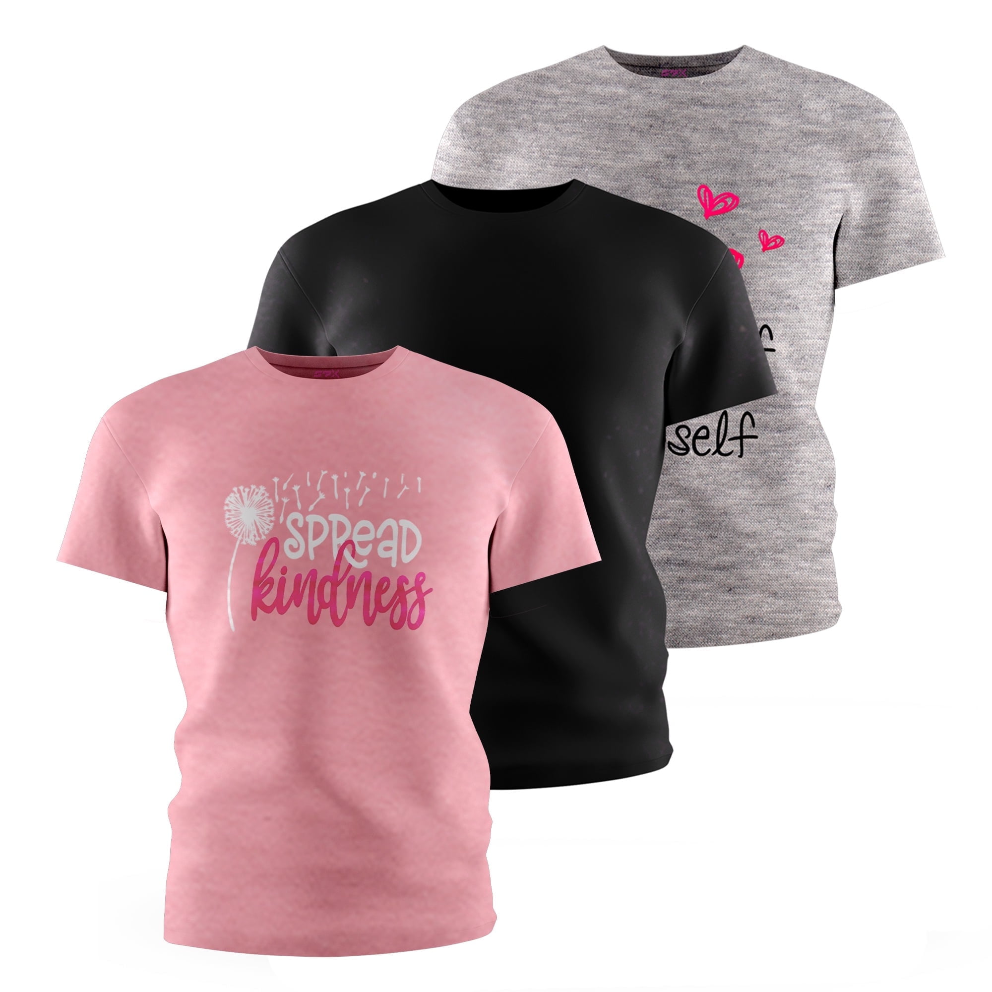 [3 Pack] Girls Boyfriend Short Sleeve Graphic T-Shirts Junior Teen Tween Tees Sizes 7-18