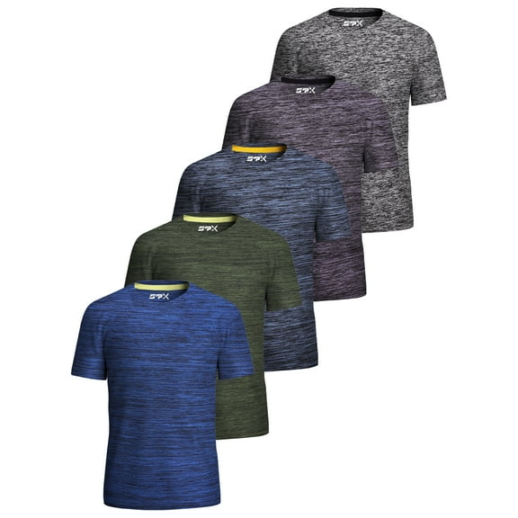 SPXTREME [5 Pack] Men’s Dry-Fit Activewear Crewneck T Shirts Running Gym Workout Quick Dry Tee Top