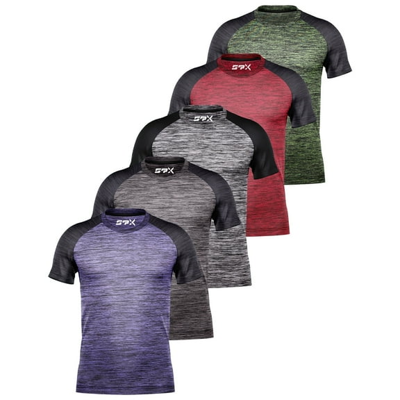 SPXTREME [5 Pack] Men’s Dry-Fit Activewear Crewneck T Shirts Running Gym Workout Quick Dry Tee Top