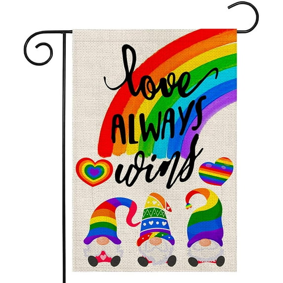 SPXUBZ 12′′ x 18′′ Burlap Gay Pride Lesbian LGBT Outdoor Flag, Weatherproof