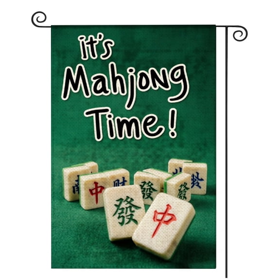 SPXUBZ 2D Door Flag, Mahjong Time Garden Flag, 12x18 Inch Double-Sided Outdoor Decor Flag for Home Garden Yard Decor