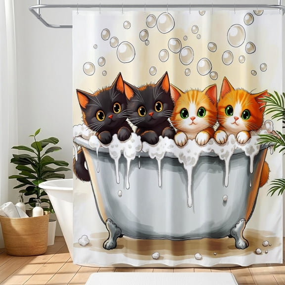 SPXUBZ 72x72 Inch Funny Animals Group Self Portrait Photo Shower Curtain Set with Hooks, Waterproof Washable Polyester Fabric Bath Curtains for Bathroom Decor