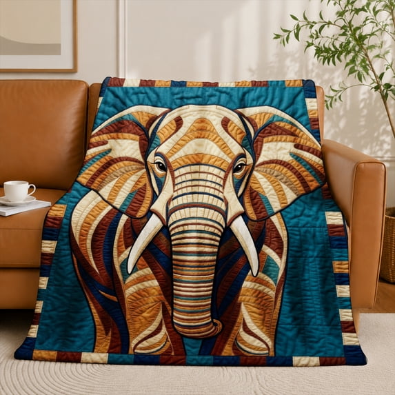 SPXUBZ Abstract Elephant Flannel Fleece Blanket, Bohemian Animal Art Throw Blanket, Soft Cozy Warm Blanket for Bedroom Sofa Decor