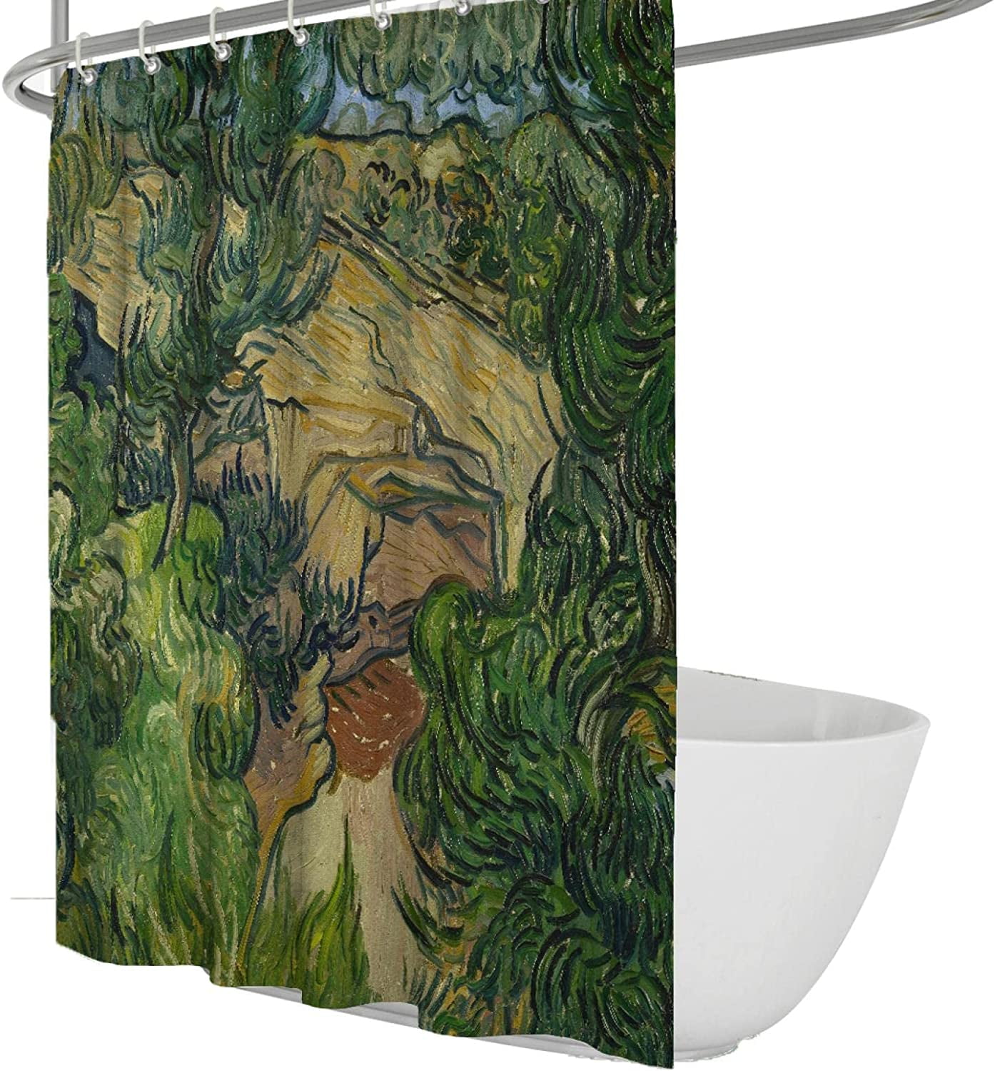 SPXUBZ Abstract Landscape Shower Curtain Entrance to a Quarry Scenery