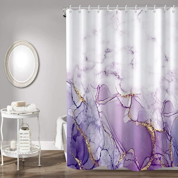 SPXUBZ Abstract Marble Bathroom Shower Curtain Purple Gradient Watercolor Waterproof Polyester Shower Curtains Modern Luxury Artistic Aesthetic Shower Curtain with Hooks Decorative, 72x72 Inch