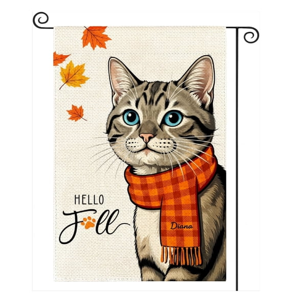 SPXUBZ Autumn Cat Garden Flag, 12x18 Inch Double-Sided Small Outdoor Fall Holiday Yard Decor