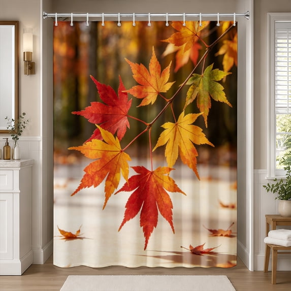 SPXUBZ Autumn Leaves Shower Curtain 72 x 72 Inch, Rustic Farmhouse Bathroom Decor Curtain, Fall Botanical Tree Design, Waterproof Bath Curtain
