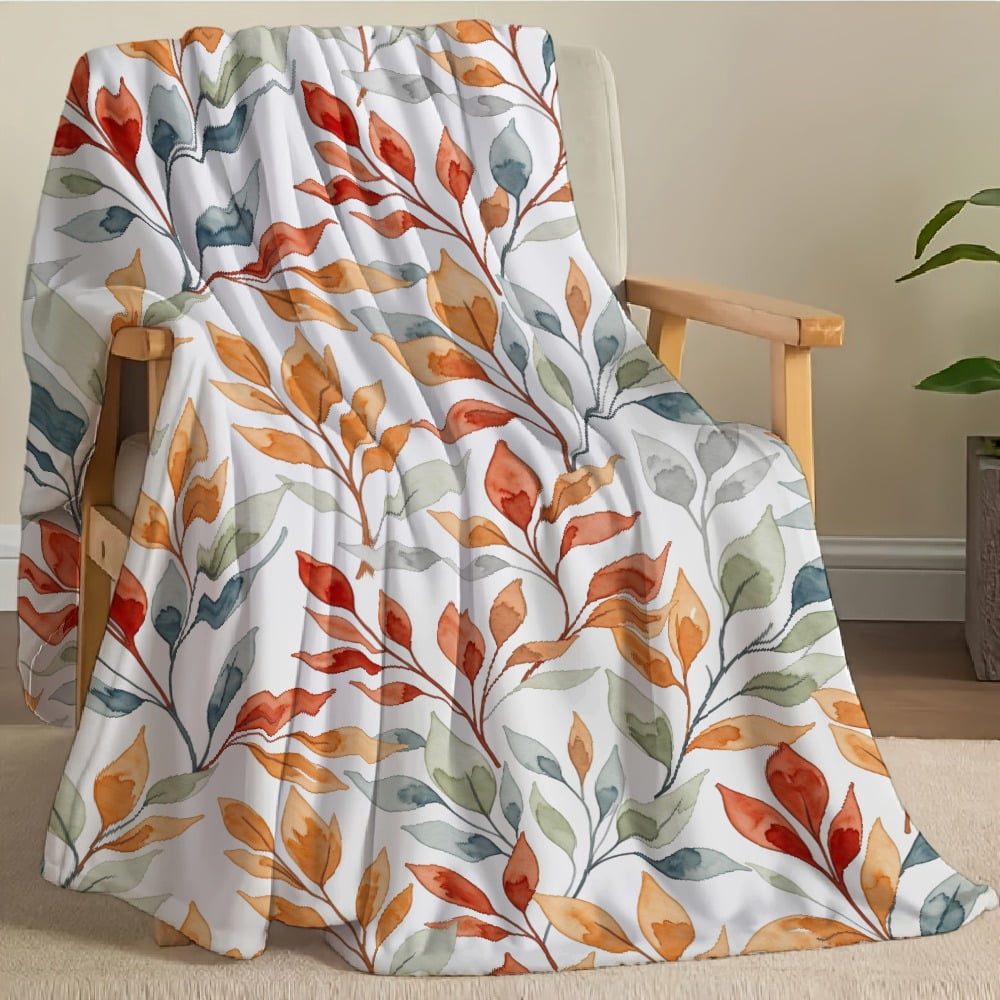 Gouache Pattern SPXUBZ Autumn Leaves Watercolor Pattern Print Throw Blankets for Couch ...