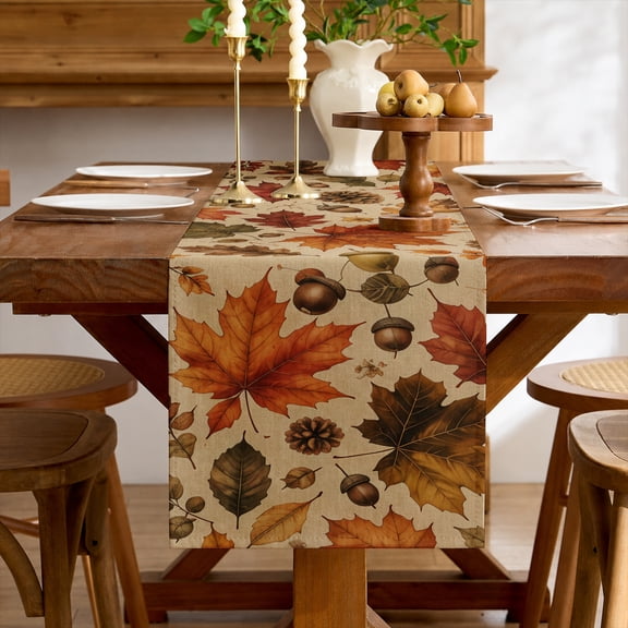 SPXUBZ Autumn Maple Leaf Table Runner 13 x 72 Inch Fall Leaves Seasonal Dining Table Runner for Farmhouse Kitchen Thanksgiving Home Decor