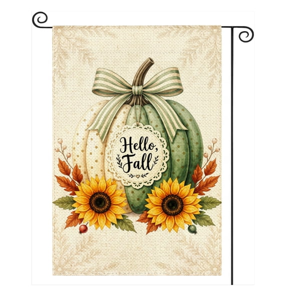 SPXUBZ Autumn Pumpkin Garden Flag 12x18 Inch, Fall Floral Outdoor Decorative Flag, Double Sided Yard Lawn Seasonal Decor