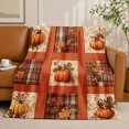thumbnail image 1 of SPXUBZ Autumn Pumpkin Patchwork Flannel Fleece Blanket, Fall Harvest Throw Blanket, Soft Cozy Warm Blanket for Bedroom Sofa Decor 60"x50", 1 of 5