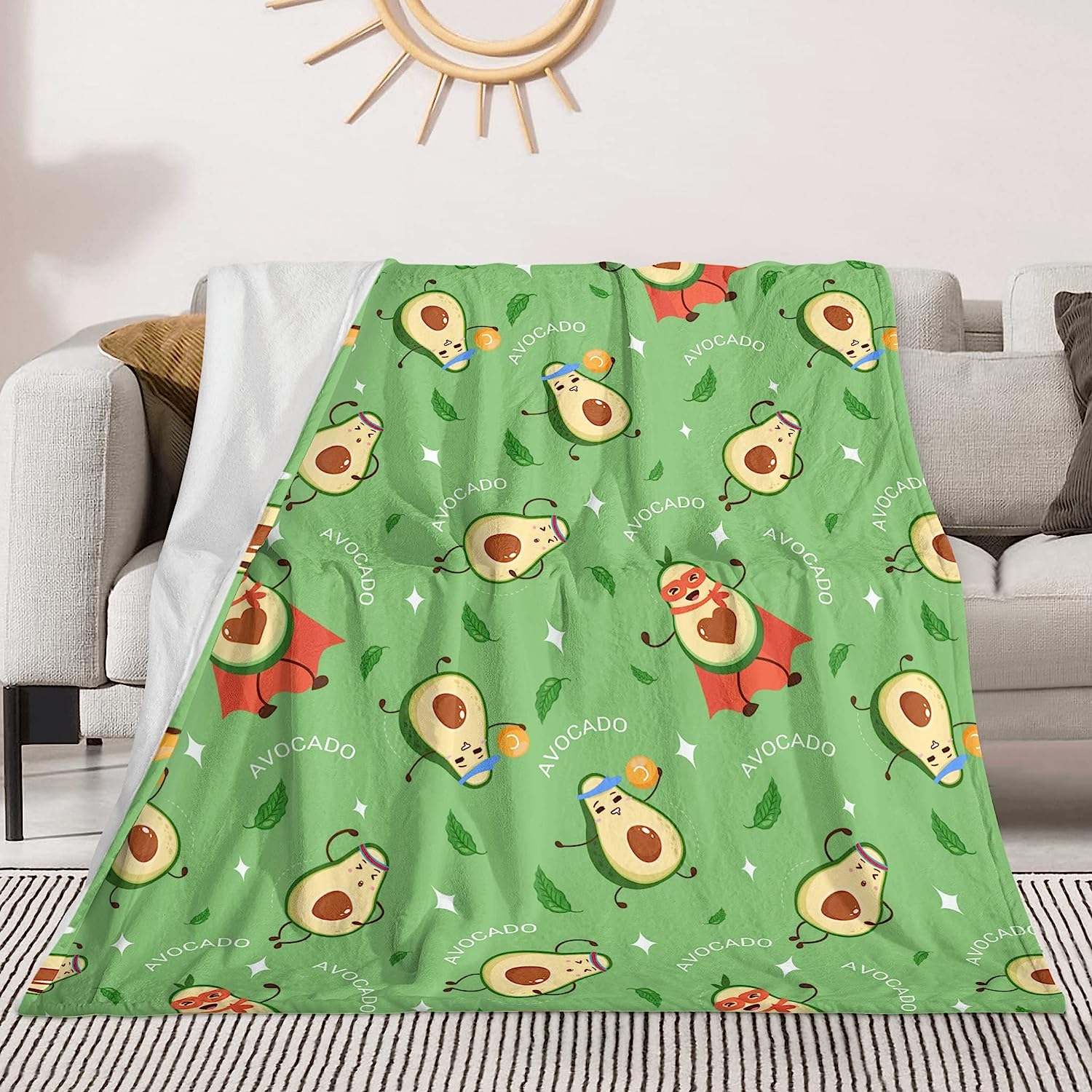 SPXUBZ Avocado Soft Throw Blanket, Soft Blanket Throw Gifts for Avocado Lovers Lightweight Green